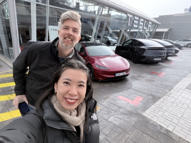 Getting ready to be driven around Malaga, by Tesla's AI brain.